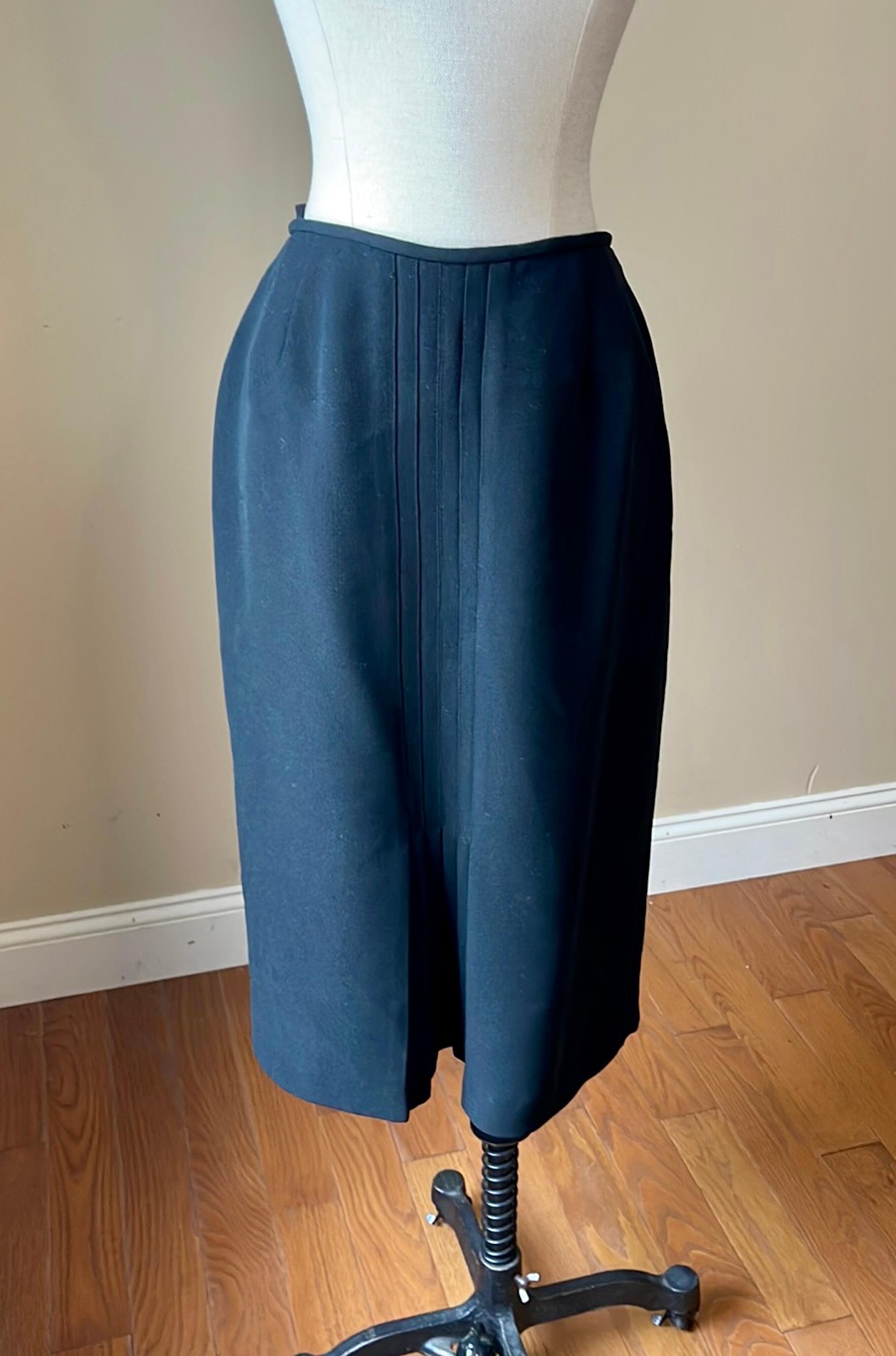 Albert Nipon Black Pleated Skirt Zip Up Womens Size 8 Straight