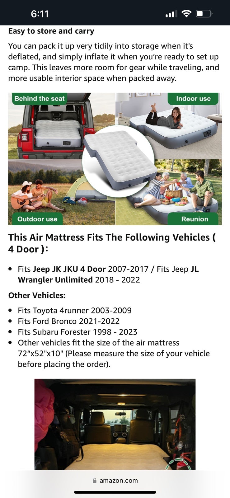 Sokeface 10inch Ultra Thick SUV Air Mattress Camping Bed Inflatable SUV Full sale Siz