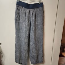 Lands End Womens 10 petite Linen Pants Pull on Wide Leg Coastal Resort Beach