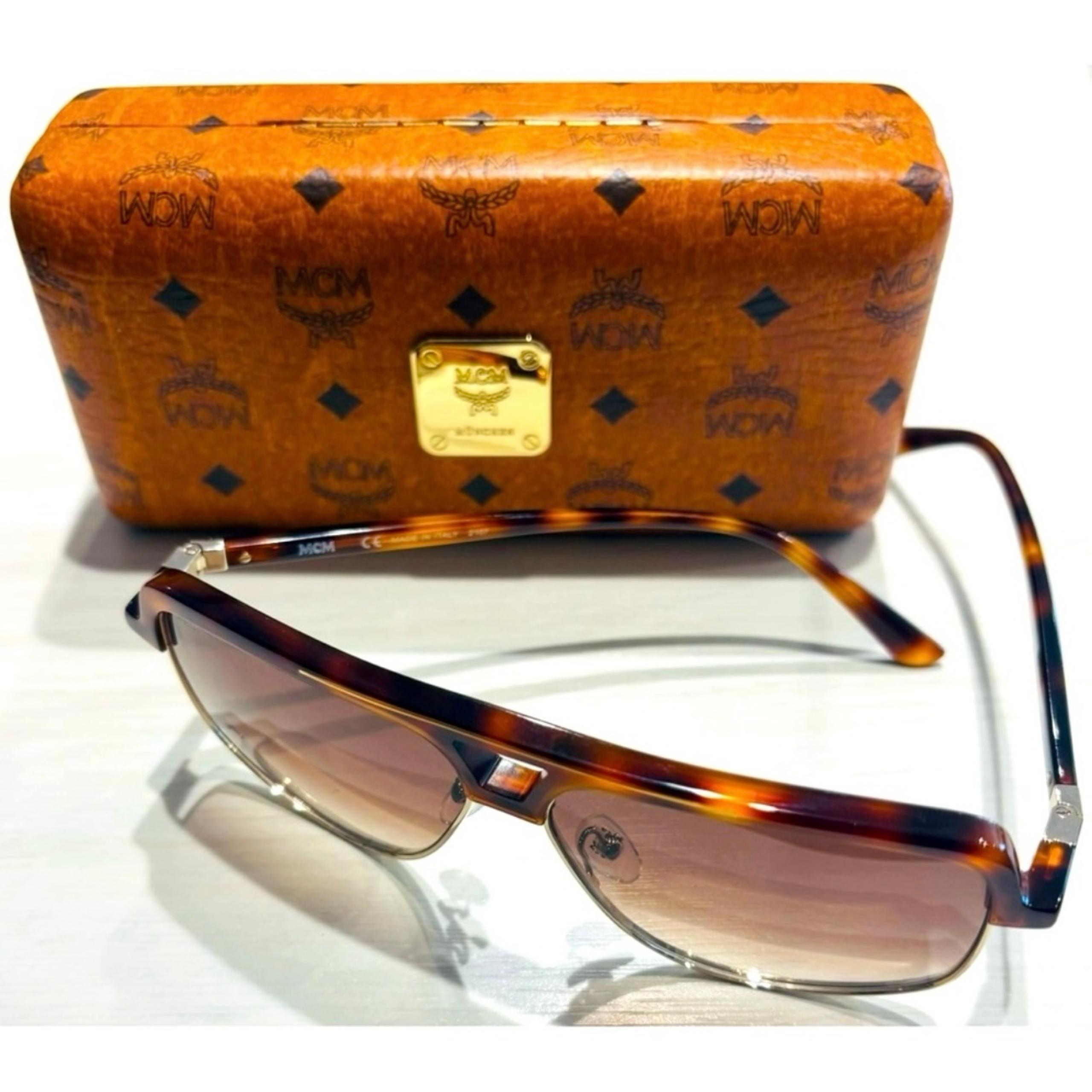 Men Authentic MCM Designer Name Brand Havana Aviator Sunglasses Italy Runway NEW