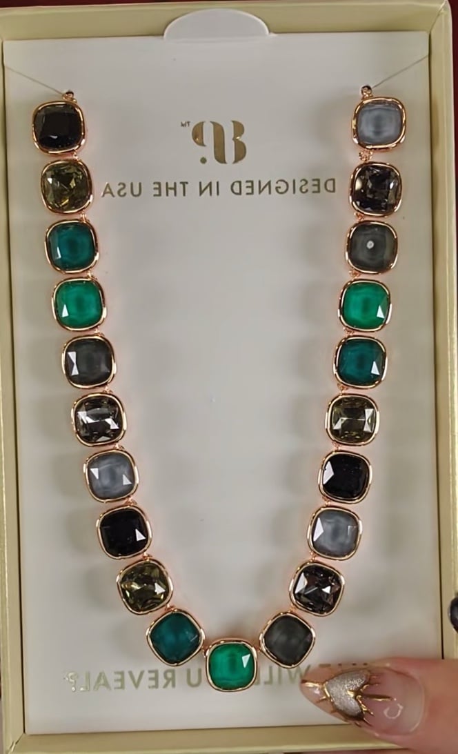 Bomb Party BP Holiday Jewel Candy 2025 Necklace A Taste of Sparkle Moss Marble