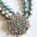 Vintage Estate Unsigned Miriam Haskel AB Rhinestone Floral Pearl Bead Necklace