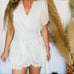 NEW ANTHROPOLOGIE MABLE White Tiered Ruffle Lace VNeck Wrap Tie Mini Dress L