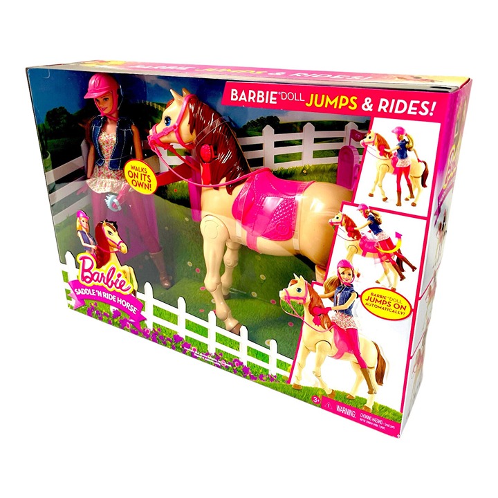 Barbie Saddle 'N Ride Horse Doll Jumps & Rides Discontinued 2014 Toys Girls 3+