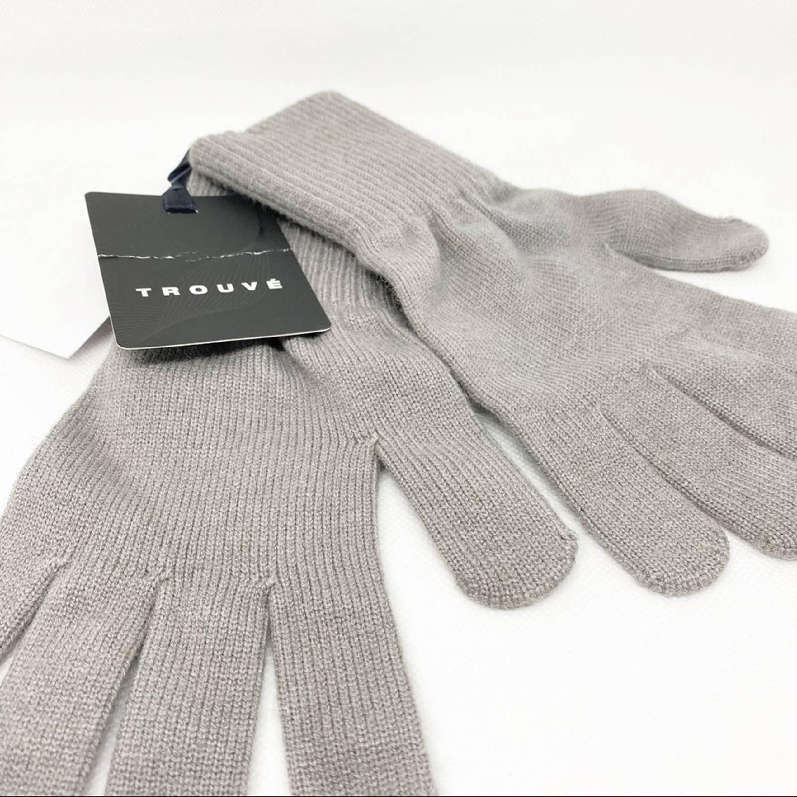 TROUVÉ WINTER GLOVES GRAY RIBBED CUFF NWT