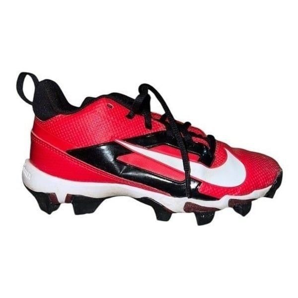 Nike Kids' Alpha Menace 4 Shark Football Cleats Red White & Black 2.5M EUC