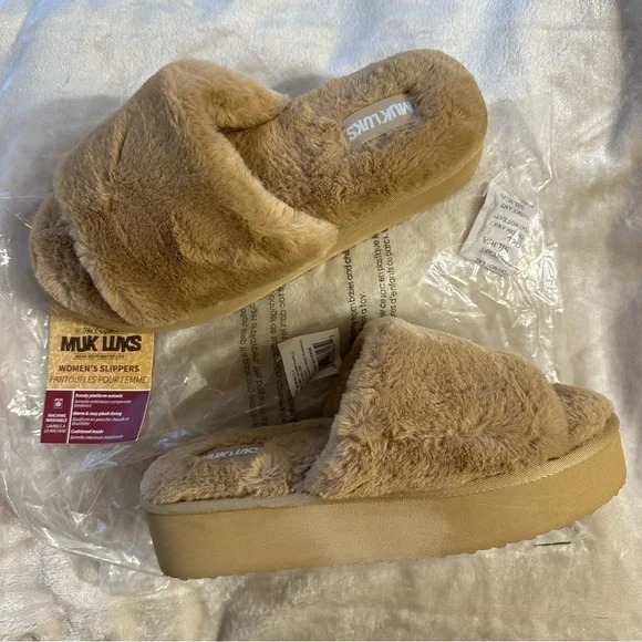 MUK LUKS - Women's Kirstey Platform Slide Slipper - M (7 - 8) NEW