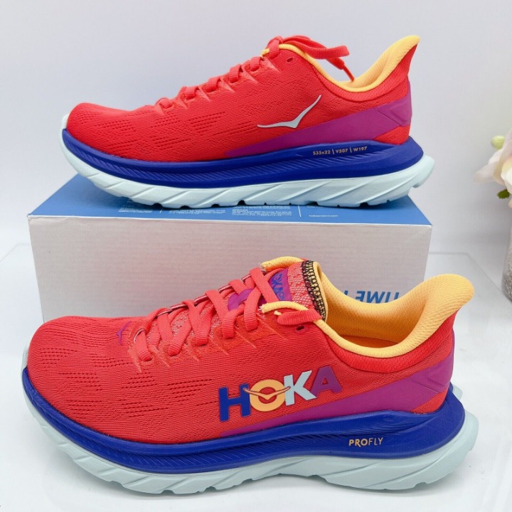 Hoka One One Mach 4 Running Shoes Fiesta / Bluing Womens Size US sales 7 * Rare