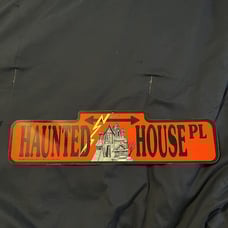 Haunted House Pl. Plastic Street Sign Vintage 1988 RARE H&L Entertainment 18”