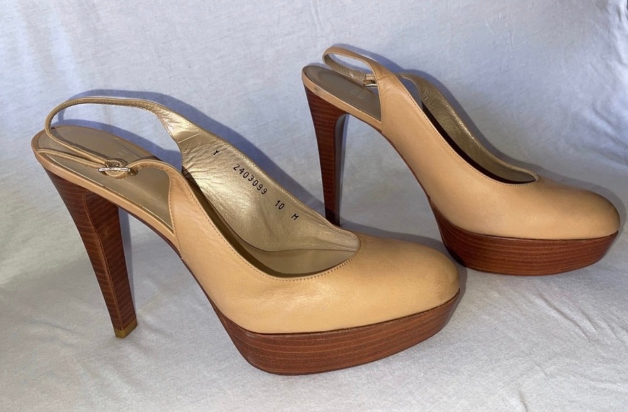 Stuart Weitzman Leather Slingback Platform Pump