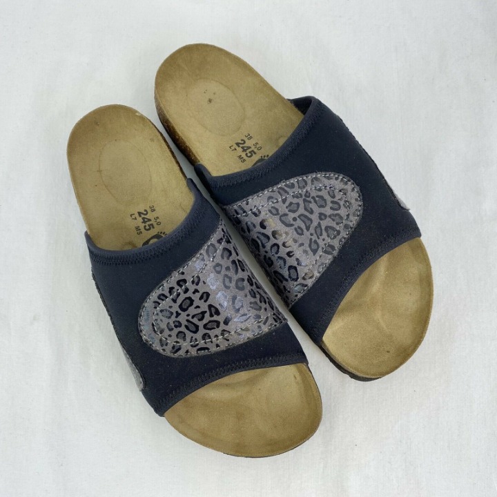 leopard print birkenstock style sandals