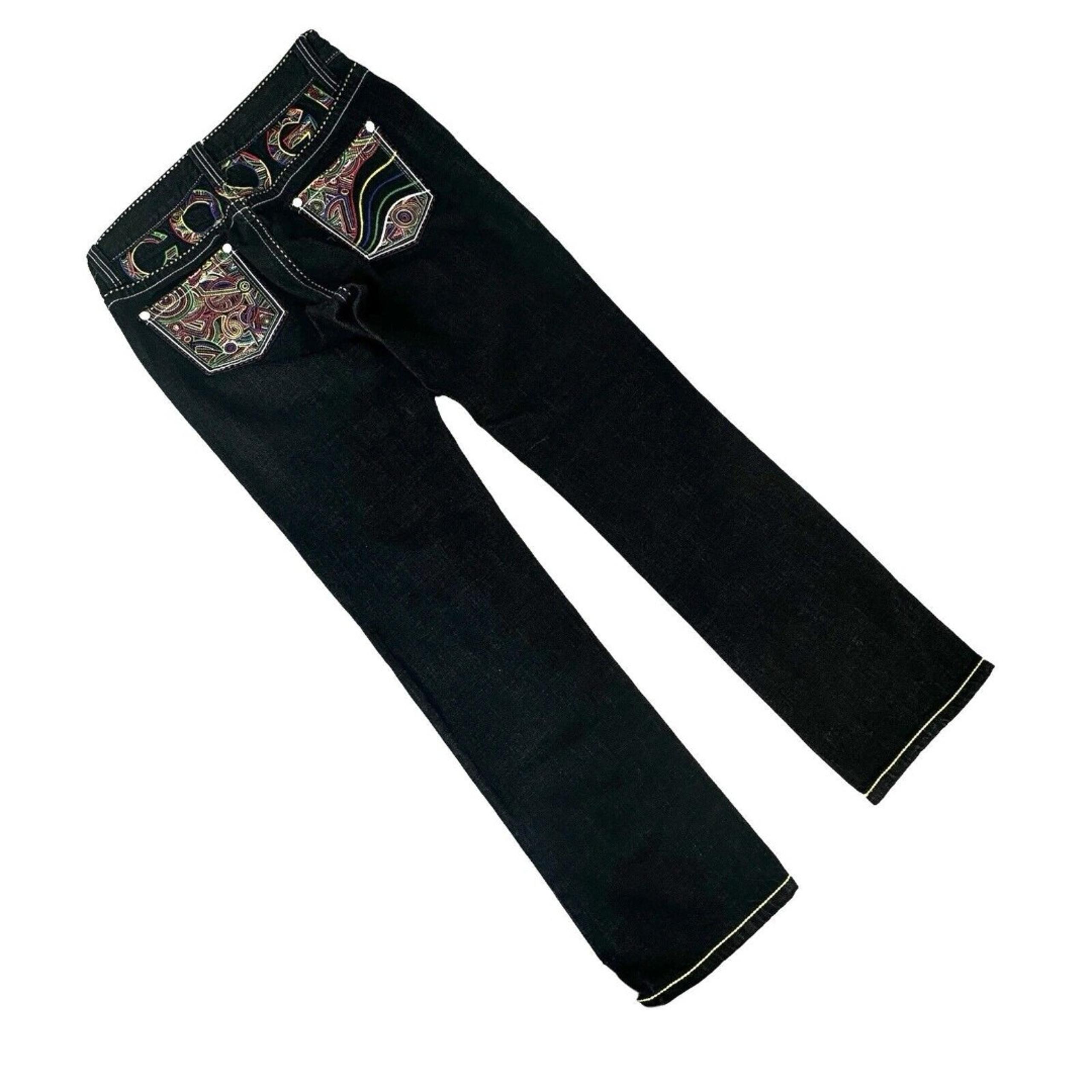 COOGI Womens Embroidered Colorful Straight Leg Denim Jeans Size 11/12 34x33.5