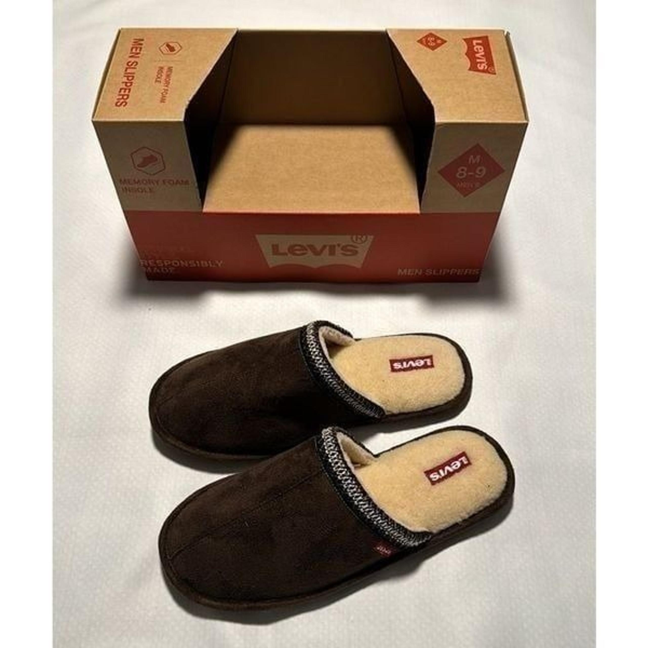Levis Slippers Mens Brown 8 9 Medium Memory Foam