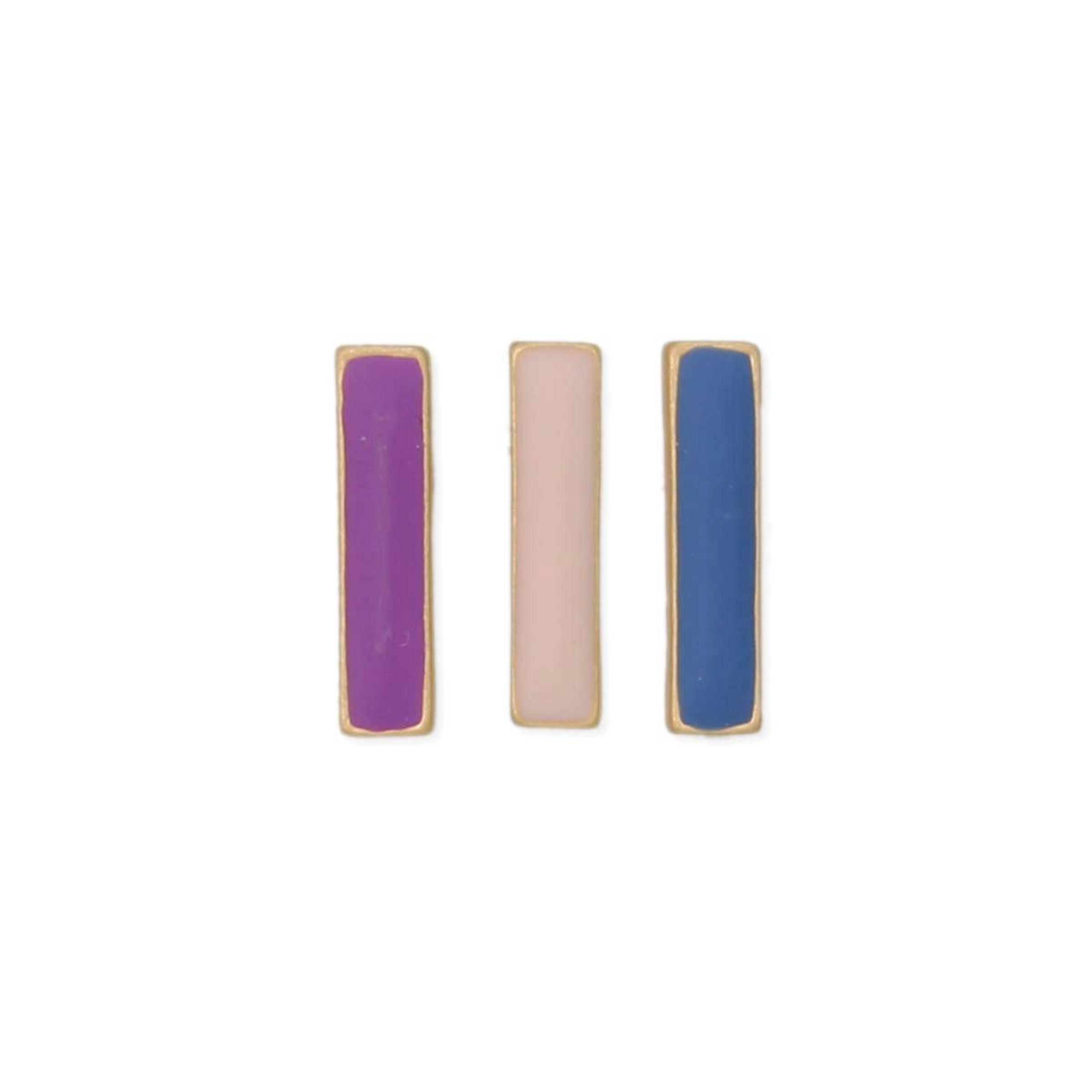Cool Breeze Enamel Bar Gold Post Earrings