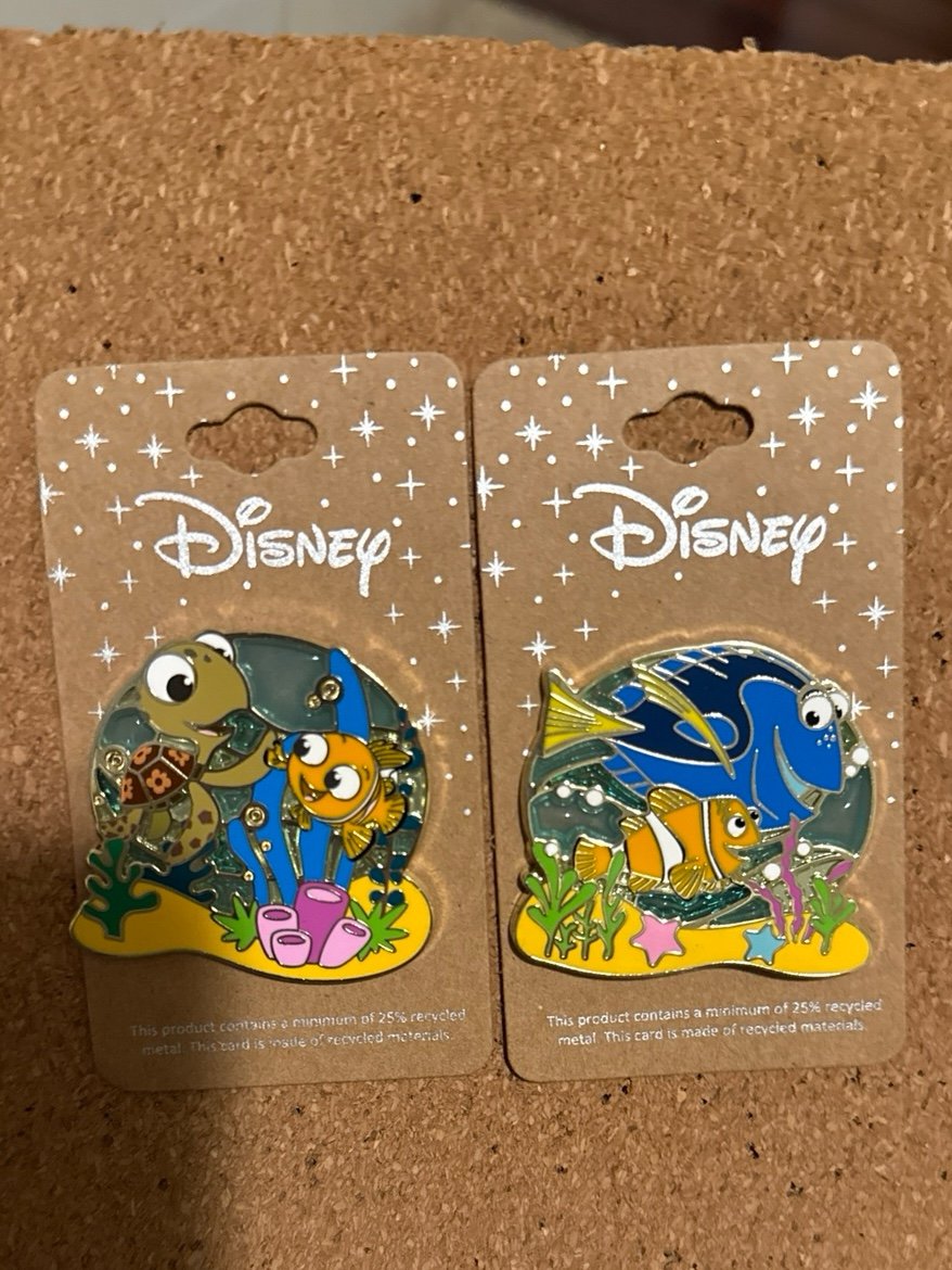 Disney Pixar Finding Nemo Squirt marlin and Nemo Stained Glass Enamel Pin