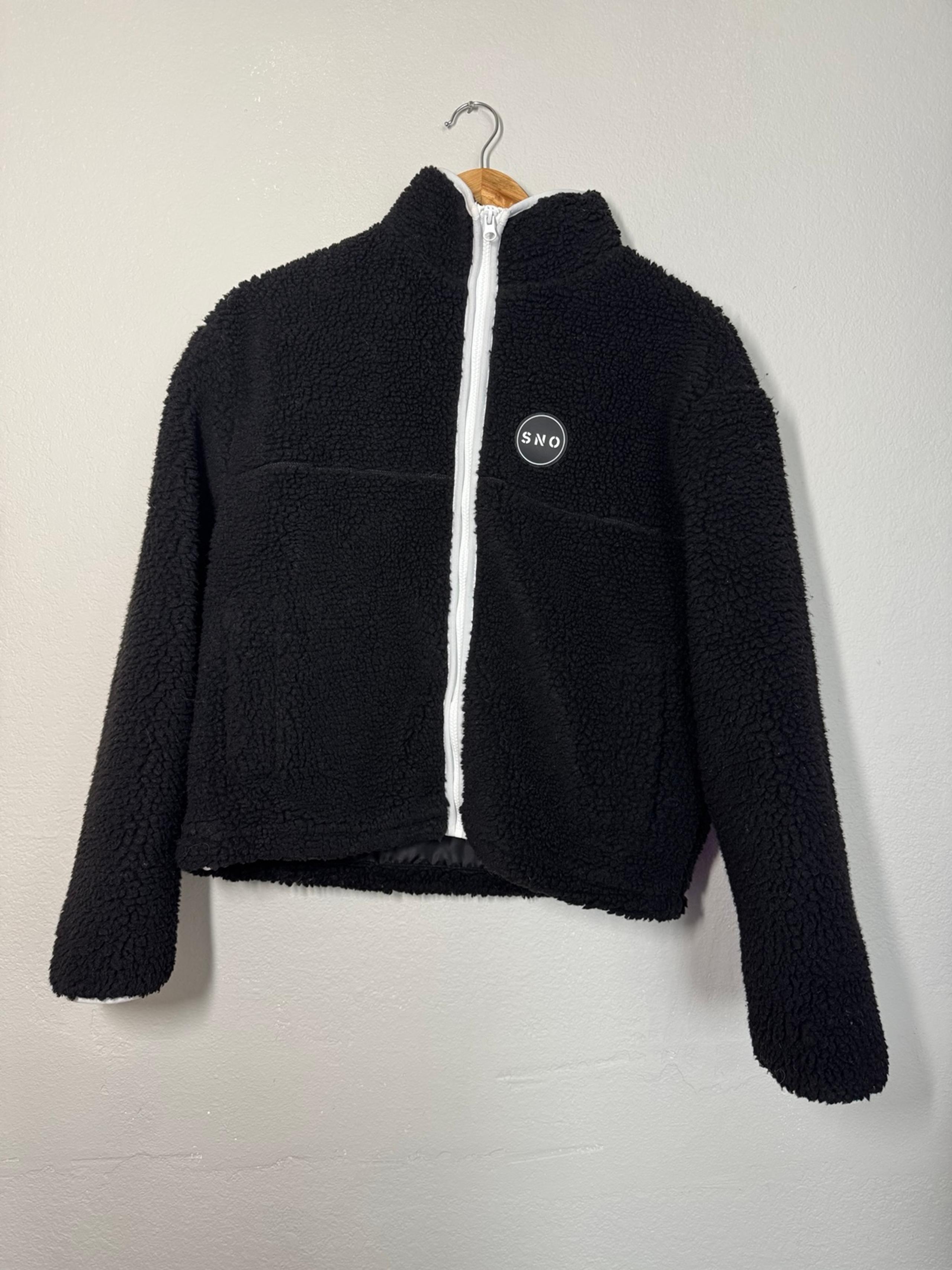 Topshop Sno borg zip up black jacket- us 4/uk 8