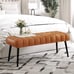 44.5” End of Bed Bench, Faux Leather Tufted Upholstered Bedroom Bench 300LB, Whi