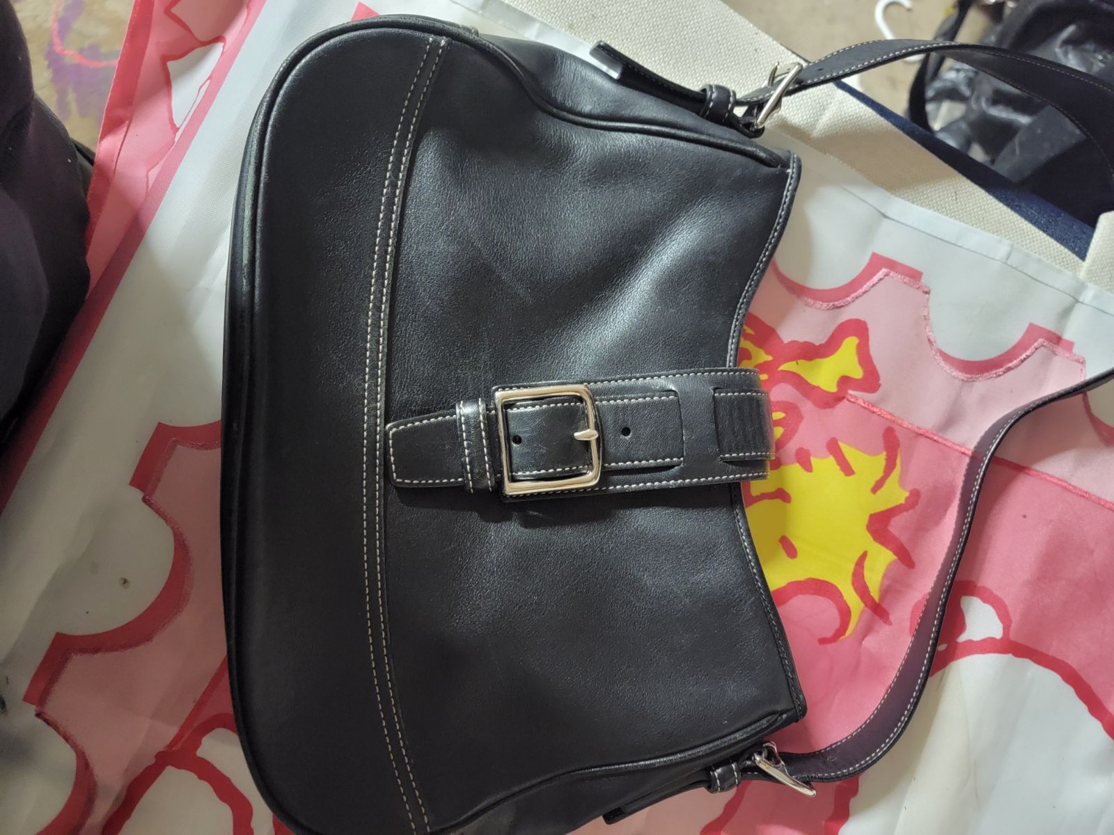Black Red Leather Crossbody Bag