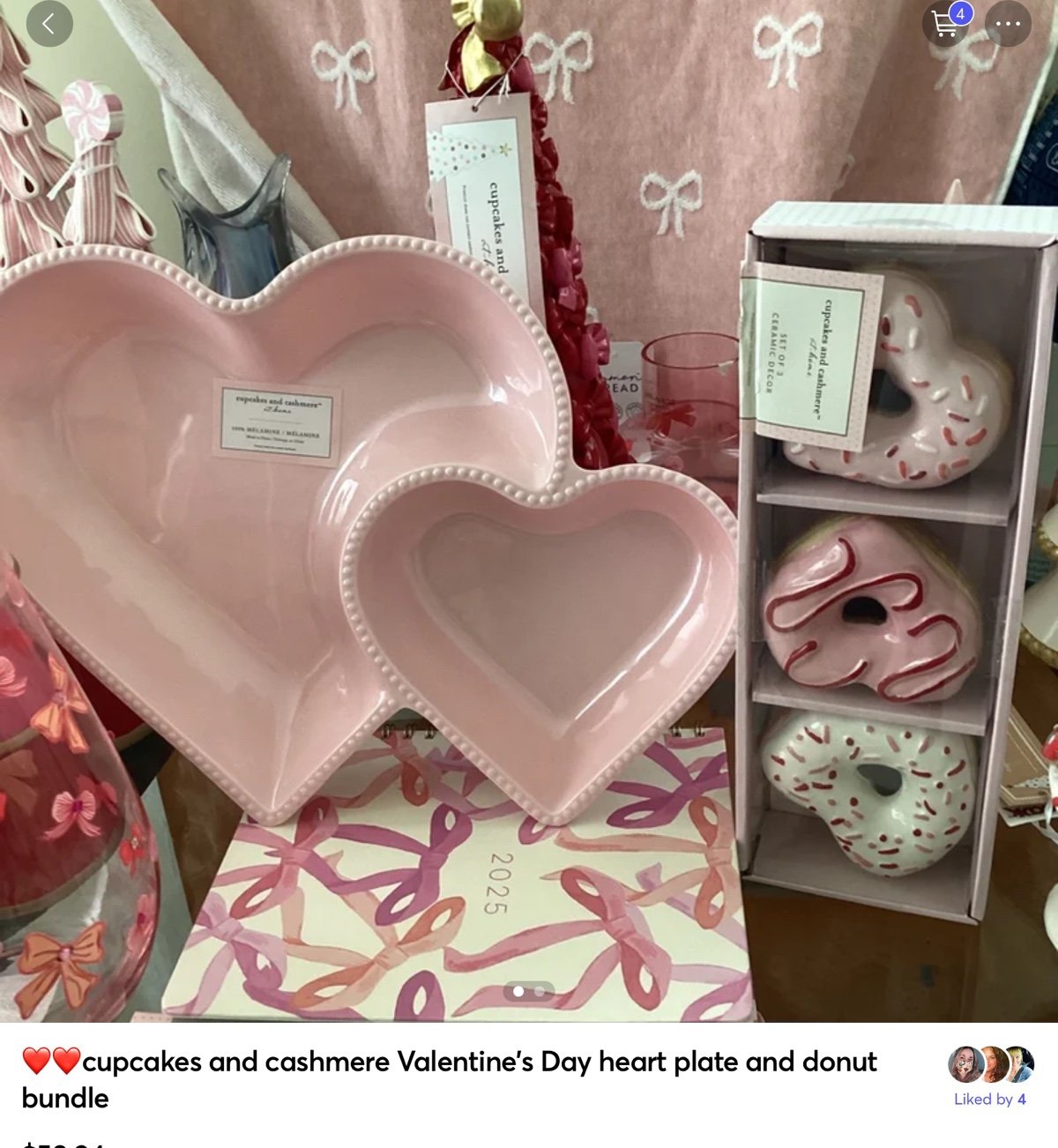 ❤️❤️cupcakes and cashmere Valentine’s Day heart plate and donut bundle