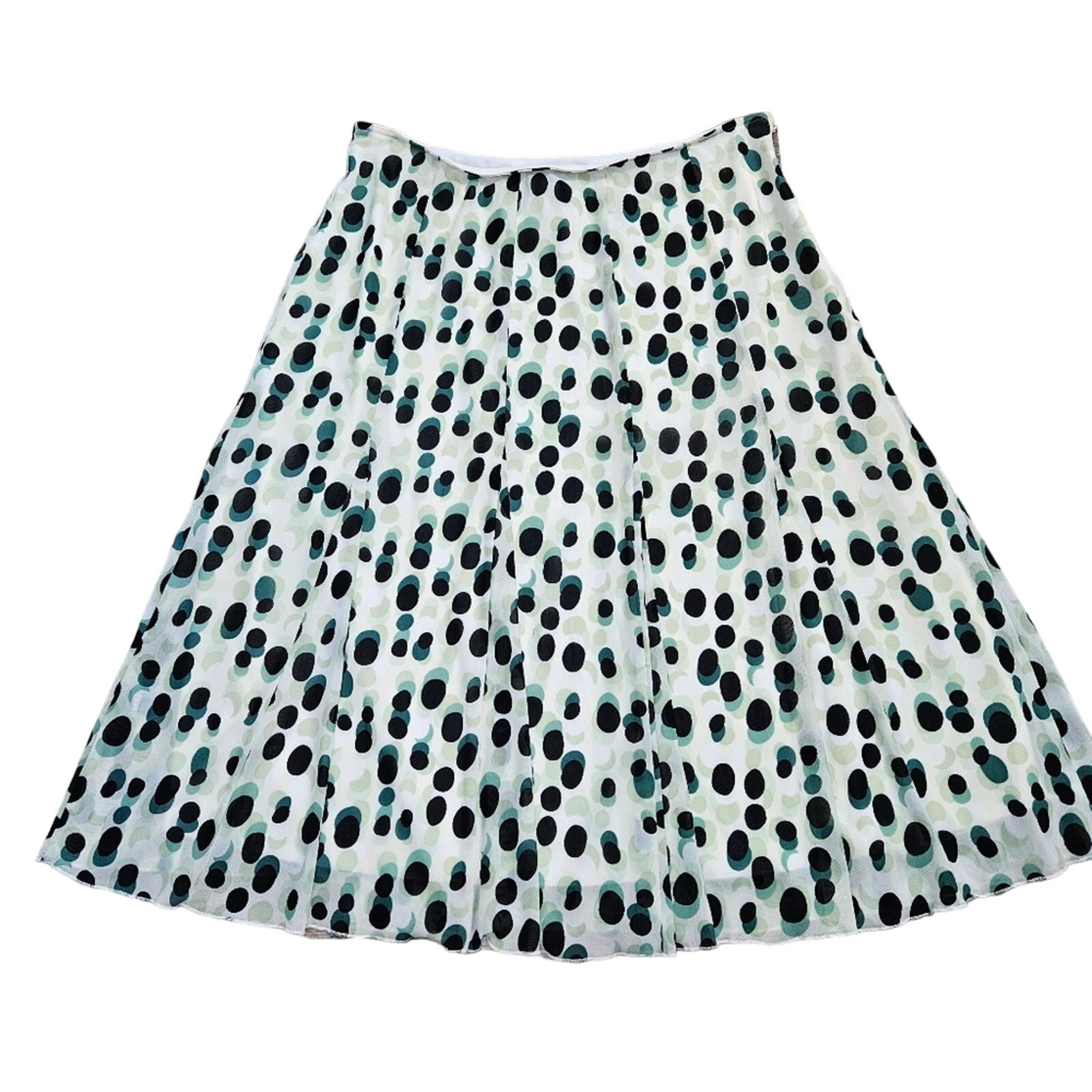Bob Mackie Skirt Womens 10 Polka Dot A-Line Midi Lined Career Wearable Art