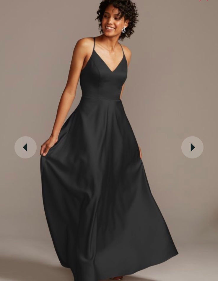 Davids Bridal Celebrate DB studio Spaghetti Strap Satin A-line Bridesmaid Dress