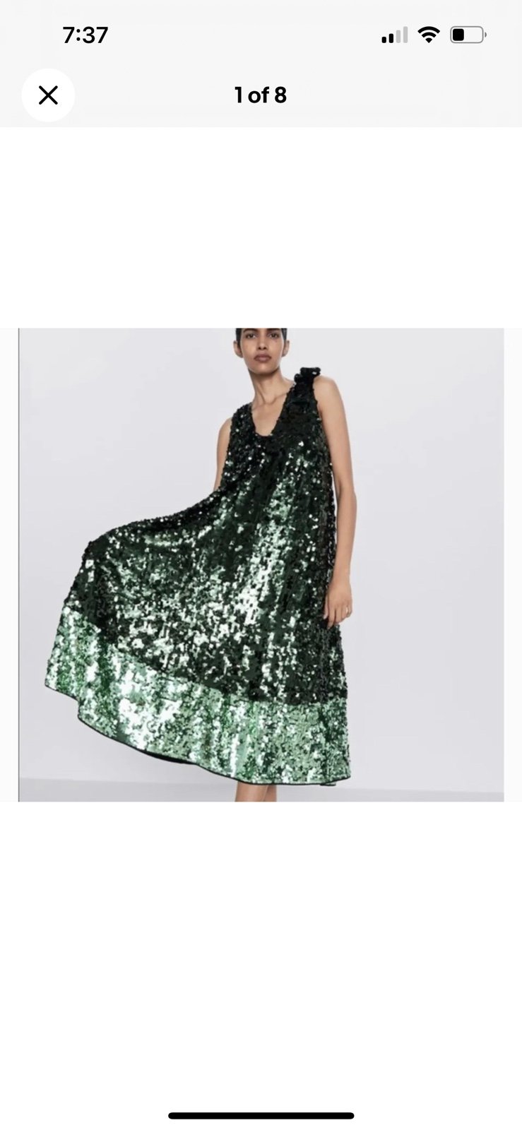 Zara Special Edition Green Sequins Bow Holiday Midi Dress - XS