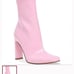 Pink Steve Madden boots with heel.