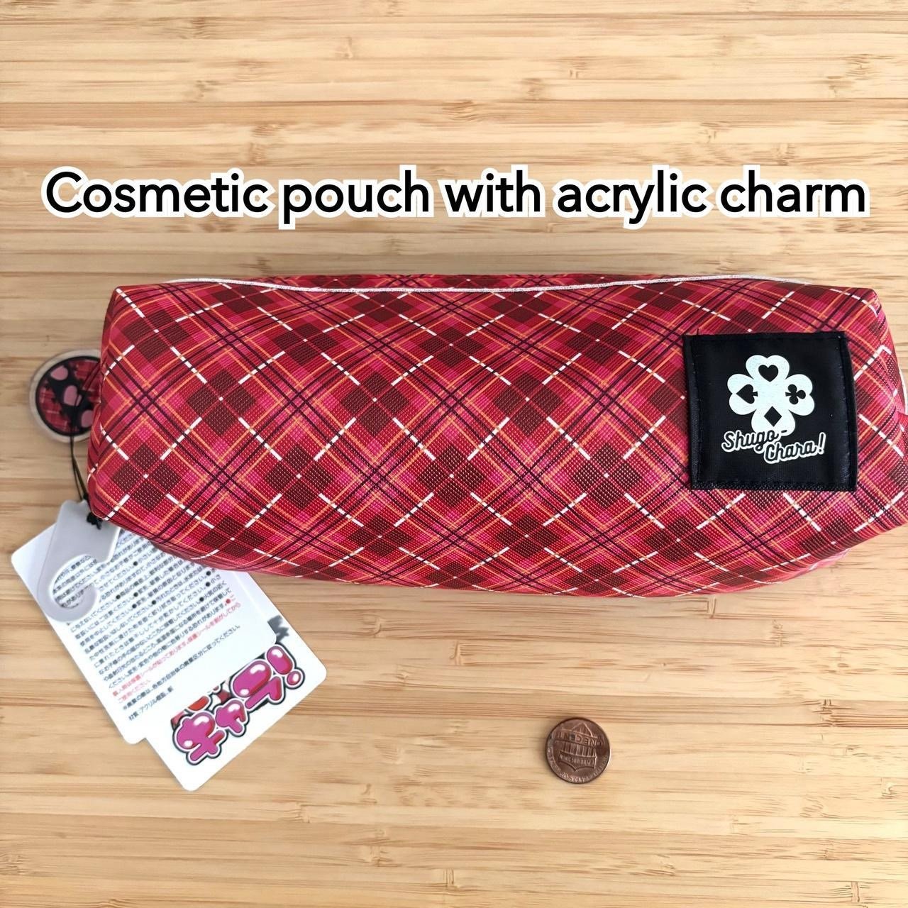 Rare shugo chara cosmetic pouch with acrylic charm amulet heart