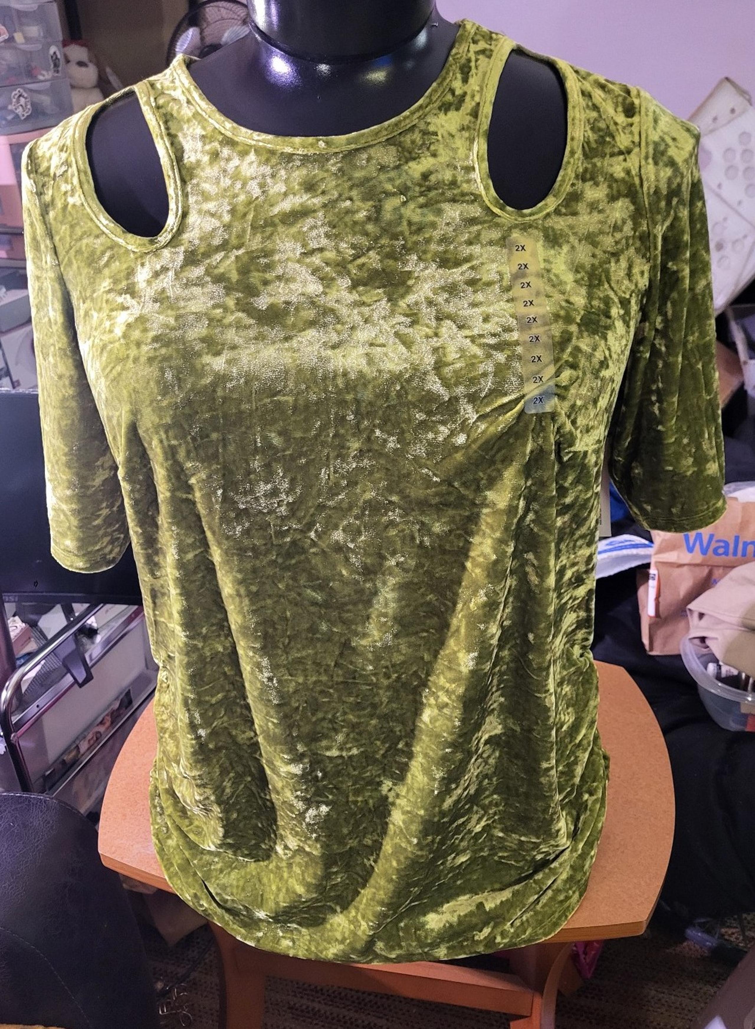 Olive Green Velvet Top - 2X , NWT