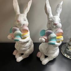 Set of 2 Bunnies Holding Macarons
