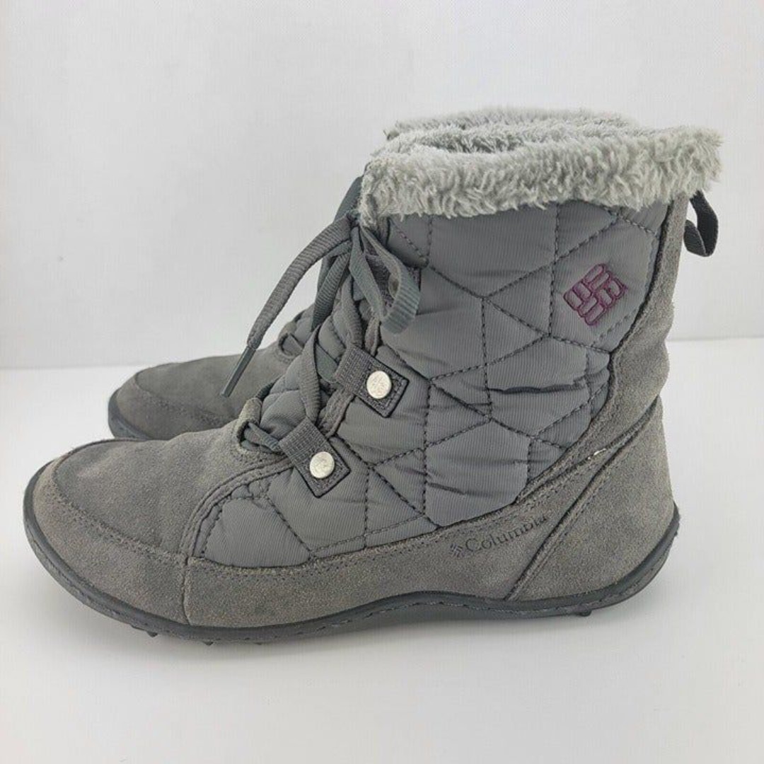 Columbia Womens Size 8 Gray Suede Waterproof Ankle Flat Lace Up Winter Boots