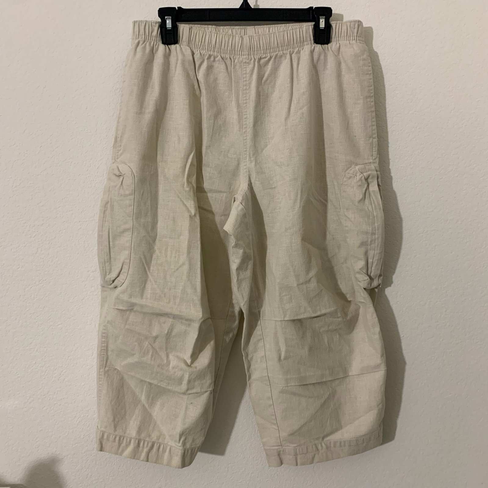 Vtg 90’s Polo Sport RL Men’s Linen Parachute Pants M Beige Khaki Pockets
