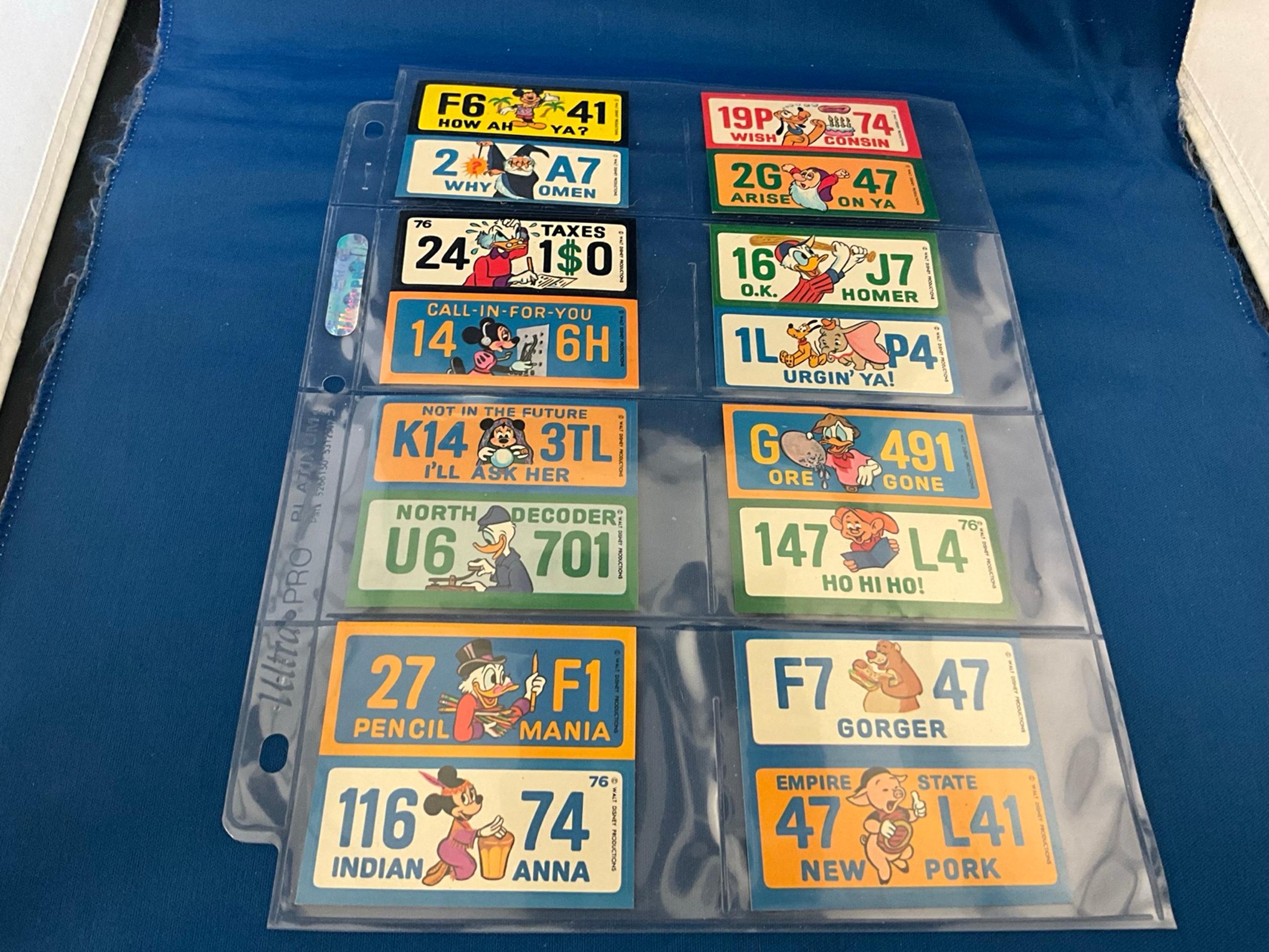 1976 Walt Disney License Plate Stickers