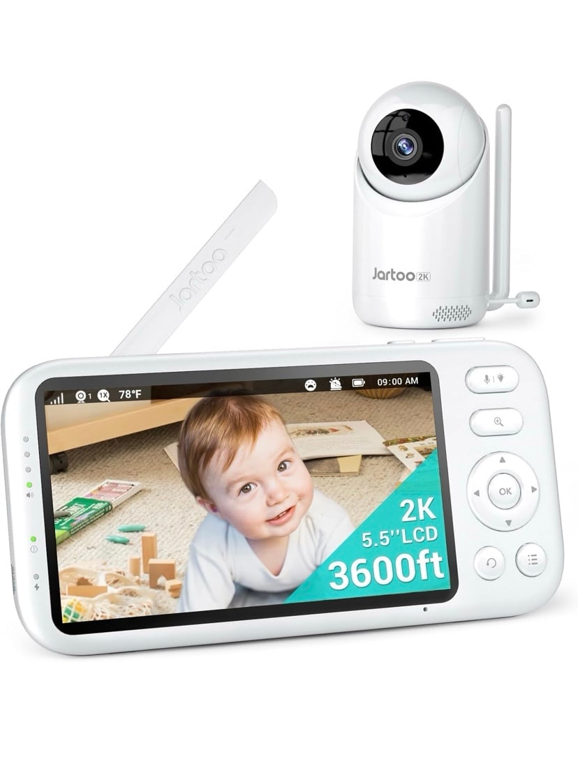 2K Video Baby Monitor with Camera and Audio, 3600ft Long Range Baby Monitor