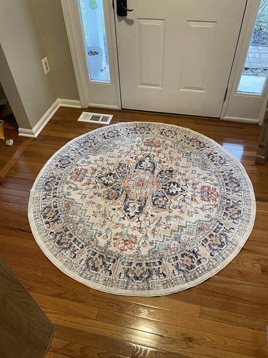 5'Ft Vintage Machine Washable Area Rugs with Non Slip Round Rugs