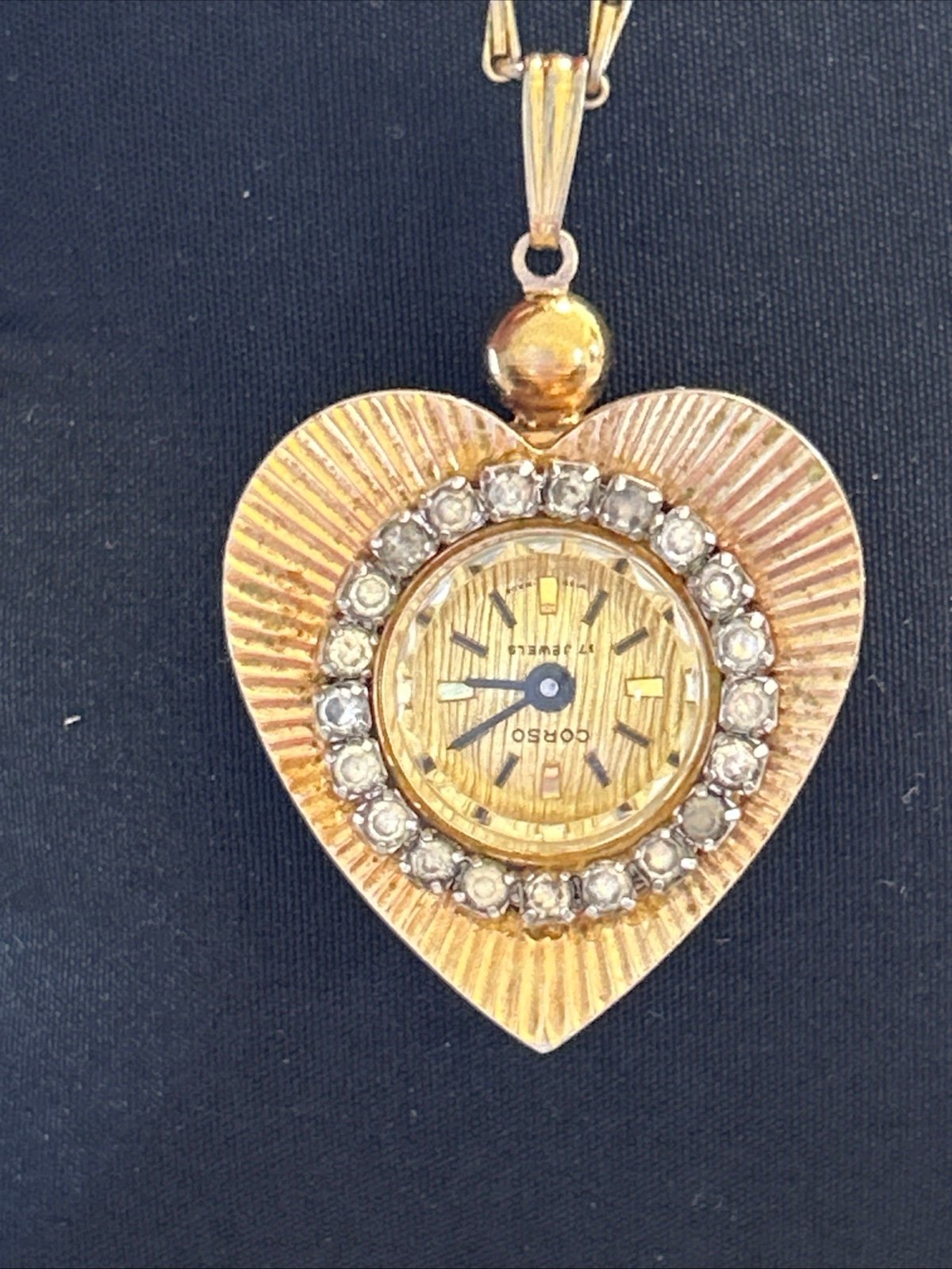 VTG CORSO Swiss Made Rhinestone Necklace Watch