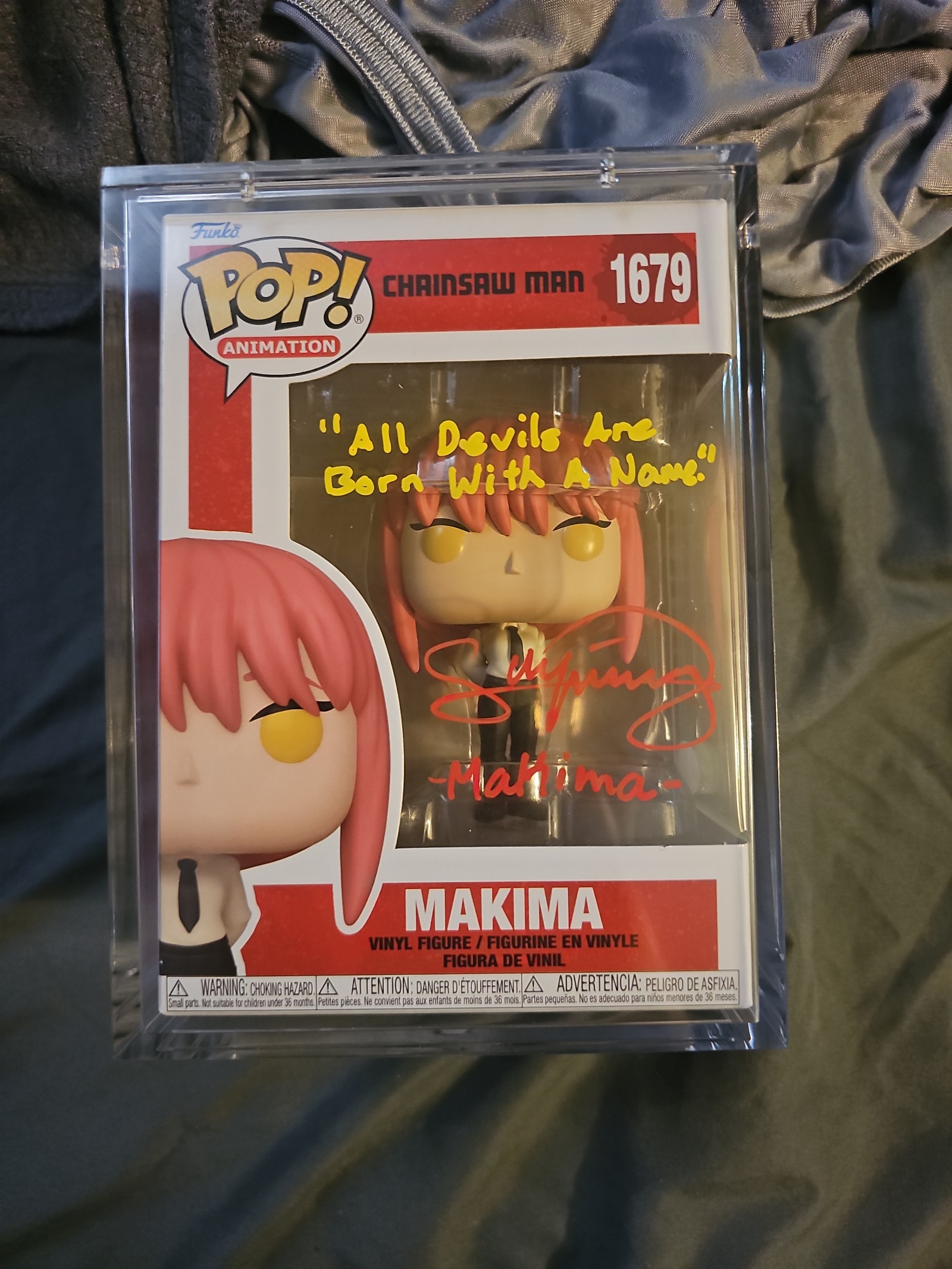 Chainsaw man signed funko and quote with jsa and armor