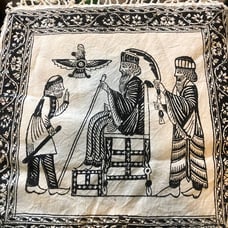 Vintage Design Tablecloth 100% Cotton HandPrinted HandMade Black&White Size: 17