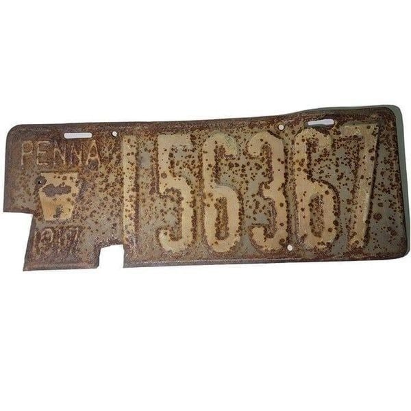 Vintage Pennsylvania 1917 Collectible License Plate Penna Antique 156367 Tag #