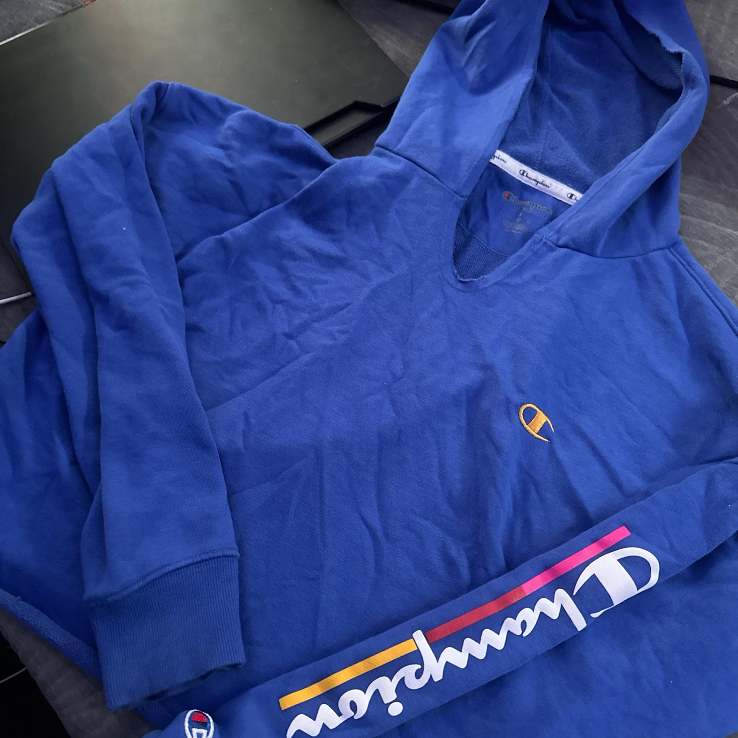 Blue Champion Cropped Hoodie