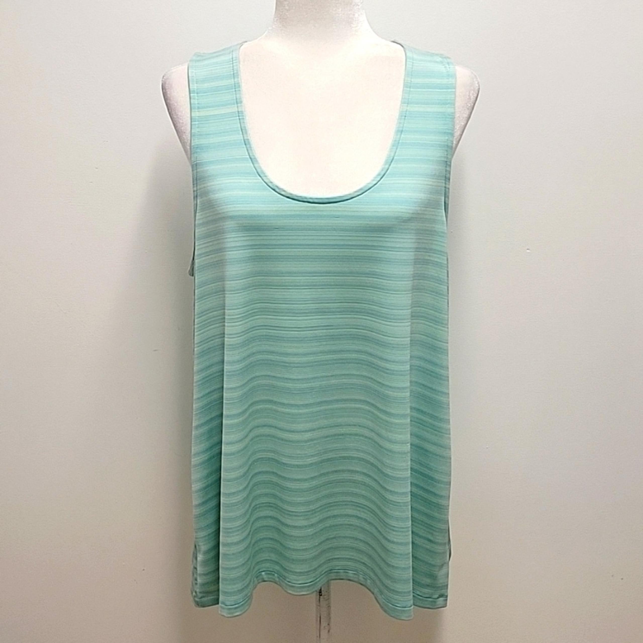 Columbia Oversized Tank Top Blue Yellow Stripe Round Neck Lightweight Women's XL