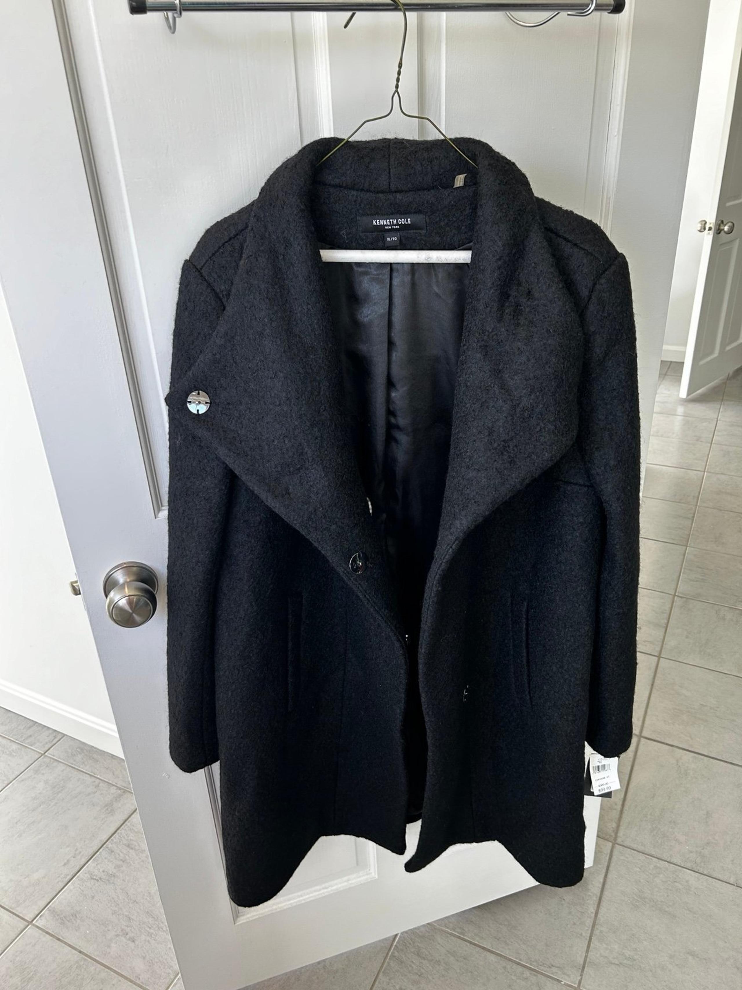 New Kenneth Cole Woman xl winter coat, wool, black, similar peacoat jacket