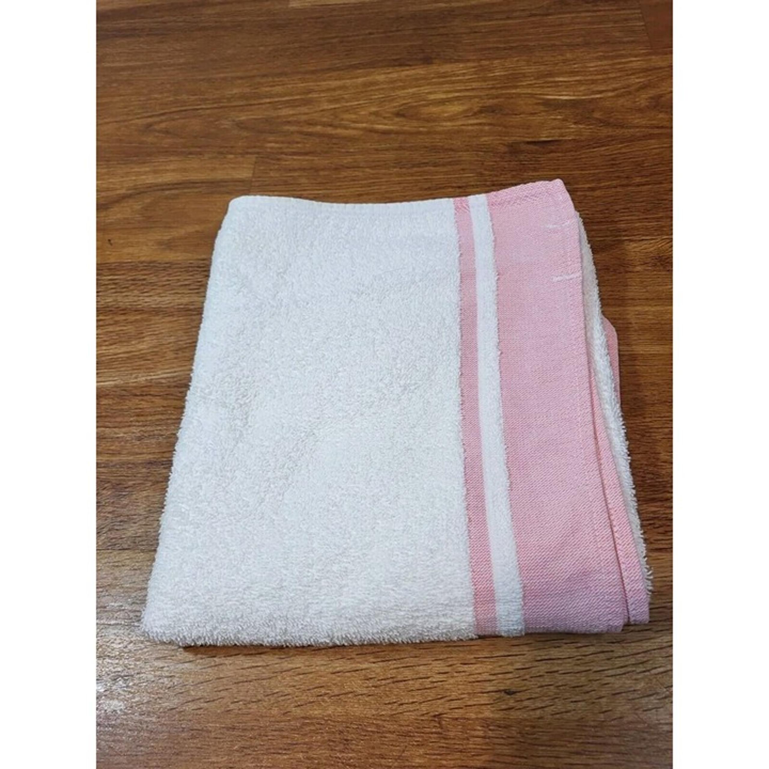 Vintage Cannon Cotton Pink Trim Striped Bath Towel