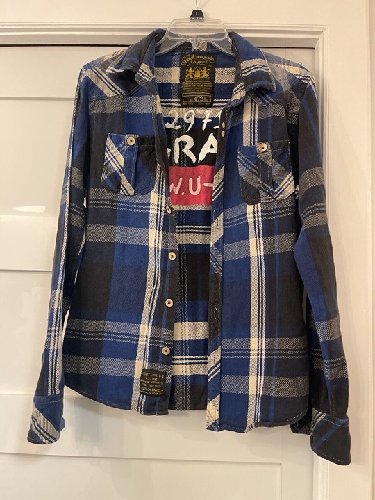 Scotch & Soda Button Up Flannel Shirt Limited Edition Snap Cuffs Sz L 472 of 500