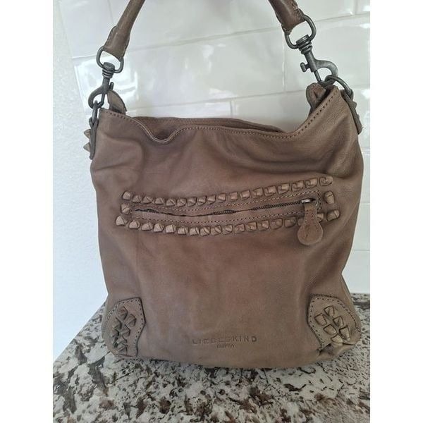 LIebeskind Berlin Gray Leather Hobo Bag Purse