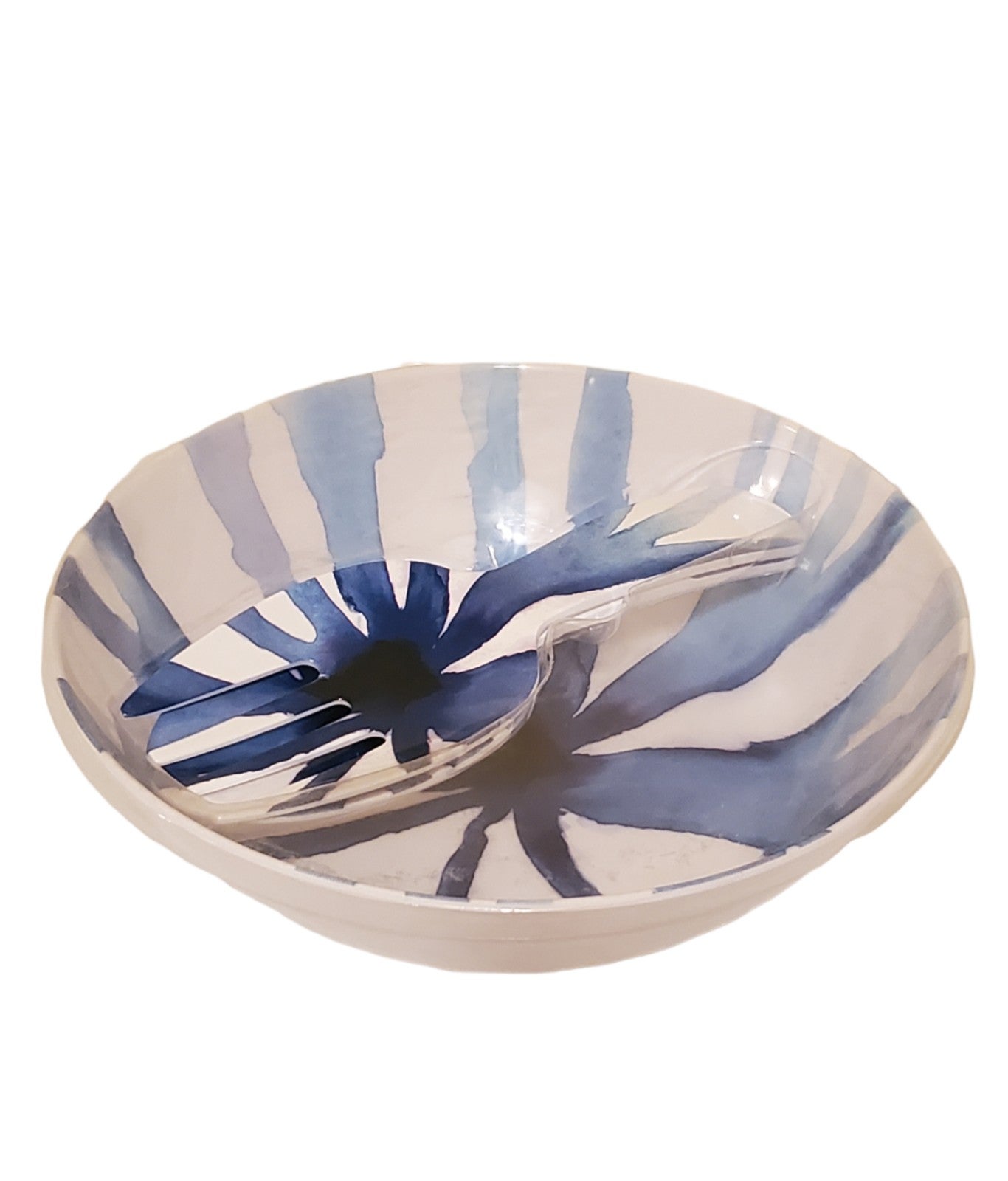 Tye Dye Serving Salad Bowl and Tongs
