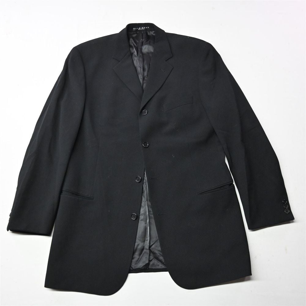 Vtg Hugo Boss 44 Tall Black Sokrates Old Money Suit Blazer Sport Coat Jacket