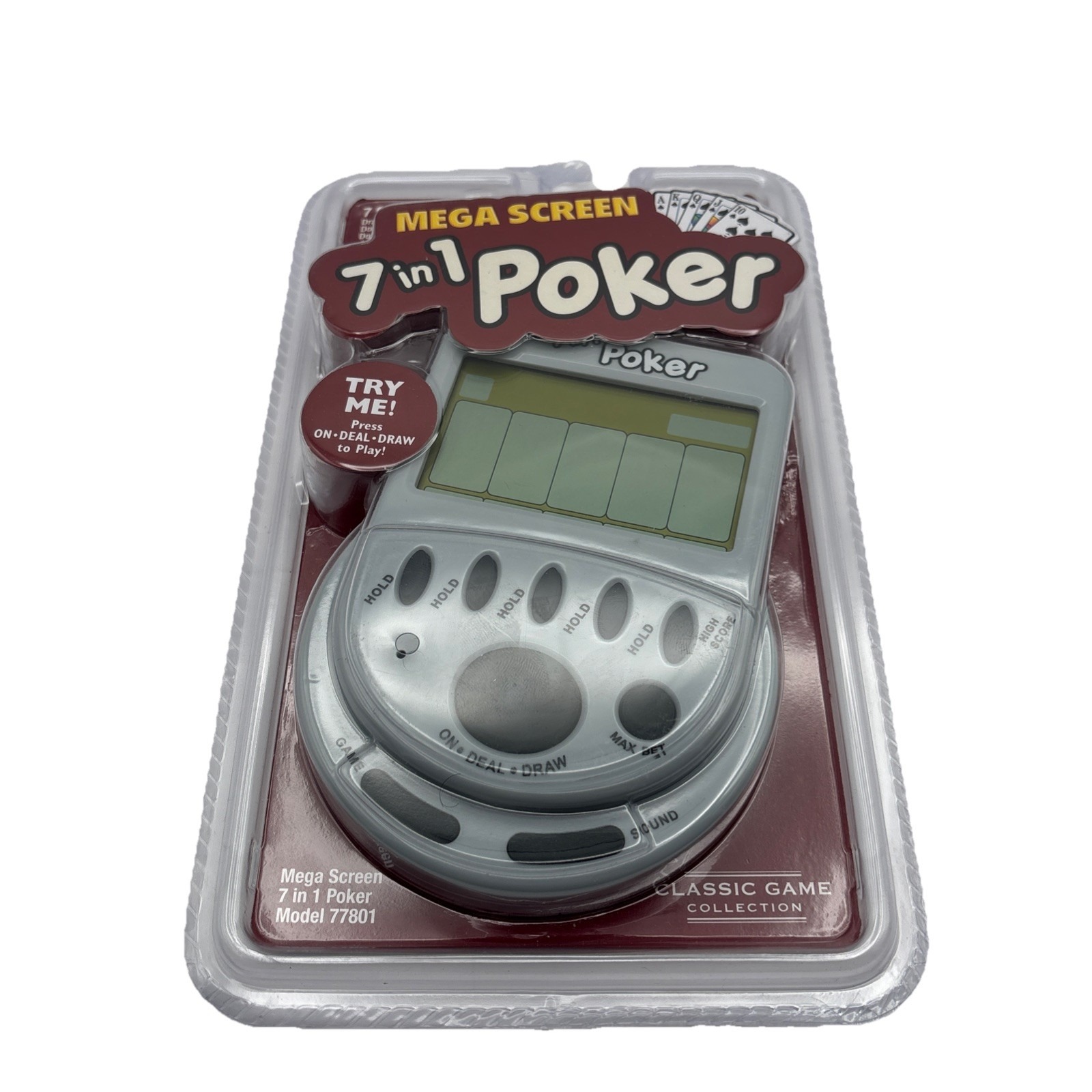 New Mega Screen 7 In 1 Poker Hand Held Video Electronic Game 77801 Original Pkg