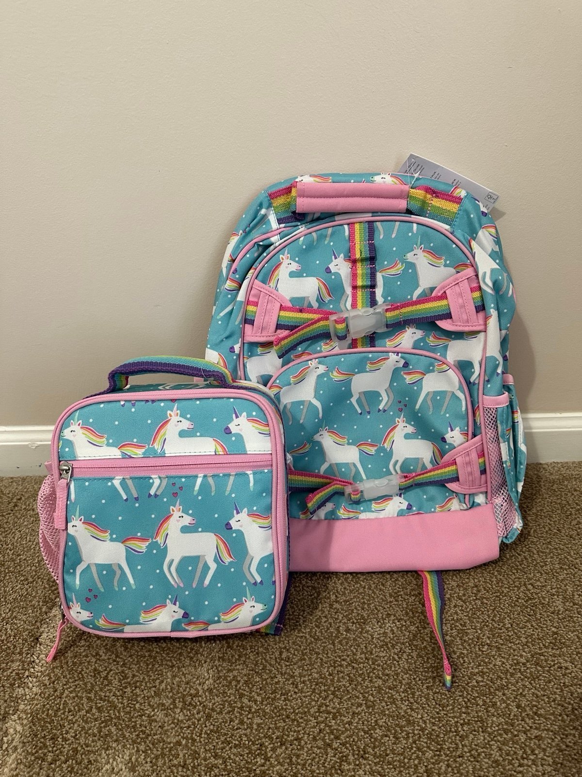 Pottery Barn Kids Large Unicorn Backpack and Classic Lunch Box