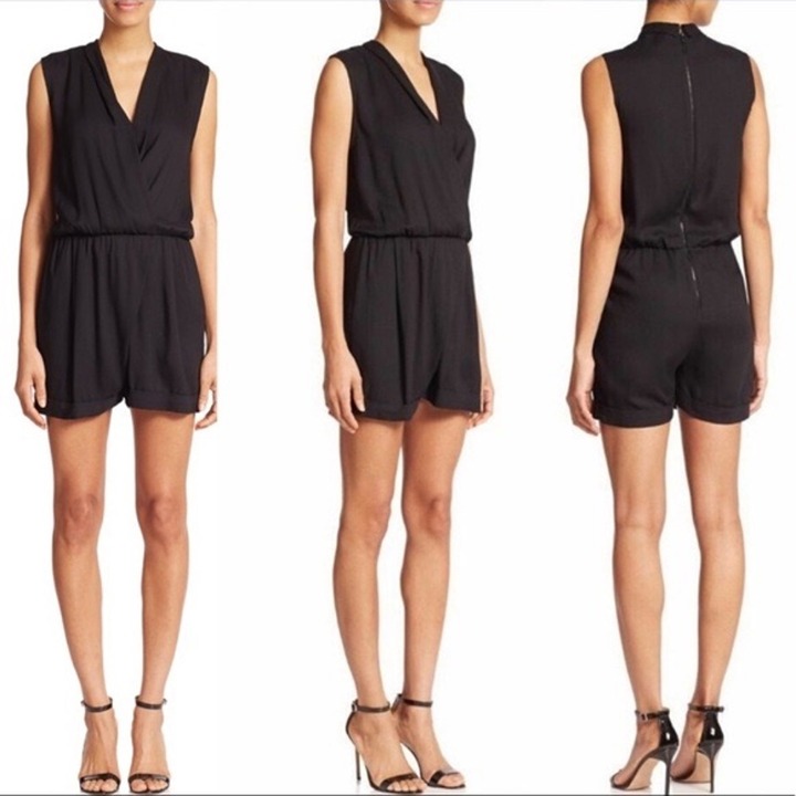 Alice + Olivia Women's Cai Black Romper, Tank Top, Shorts, Summer, NWT, Sz 2